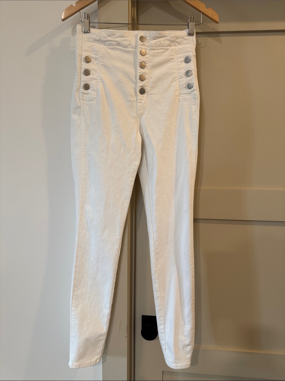 J Brand High-Waist White Button-Front Women’s Jeans
